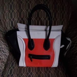 Celine Smooth Calf Skin mini Luggage Vermillion